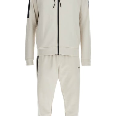 Boss Men's Sports Tracksuit With Hood And Zip In Light Beige Cotton Men