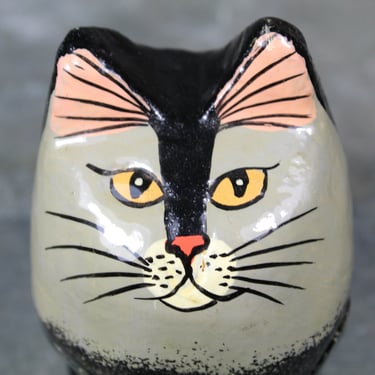 Vintage Cat Shaped Lacquered Box | Hand Painted Trinket Box | Black Cat | Cat Lover | Stocking Stuffer | FREE SHIPPING 