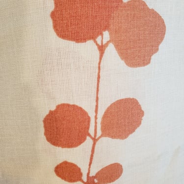 Gorgeous Linen Fabric / Screen Print by Vervain /White and Apricot 