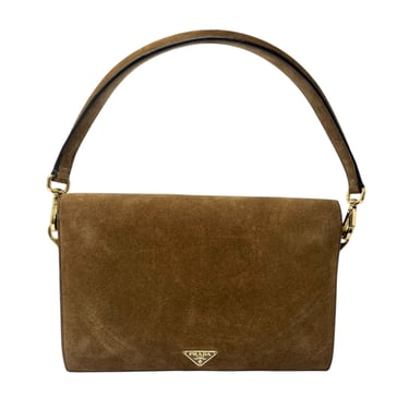 Prada Brown Suede Envelope Shoulder Bag