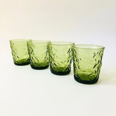 MCM Anchor Hocking Milano Green Lowball Tumblers - Set of 4 