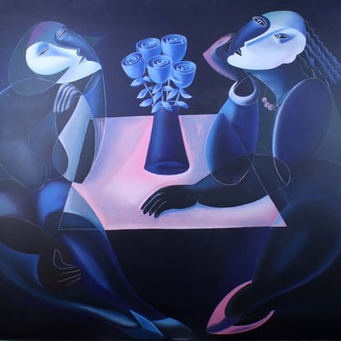 Yuroz Table of Negotiation Signed Contemporary Surreal Serigraph on Paper 