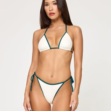 Aspen Bikini Top - Cream-Deep Teal
