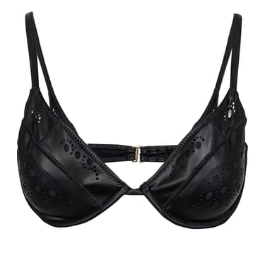 GiGi C - Black Laser Cut Padded Bikini Top Sz L