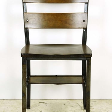 Refinished NYC St. John the Divine Dark Stained Maple & Steel Chair