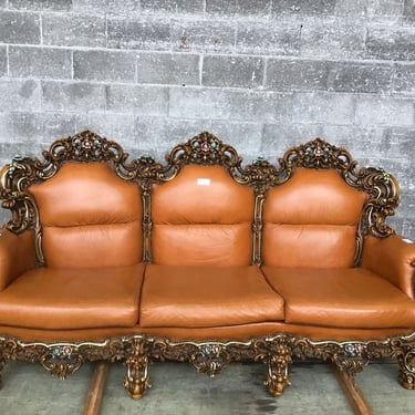 Italian Rococo Leather Couch (Seattle)