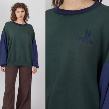 80s Opryland Color Block Sweatshirt - Men's XL | Vintage Blue Green Nashville Tourist Pullover 