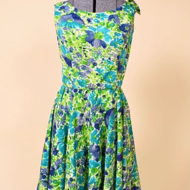 Green Floral Day Dress w/ Bow By Jay Herbert, S