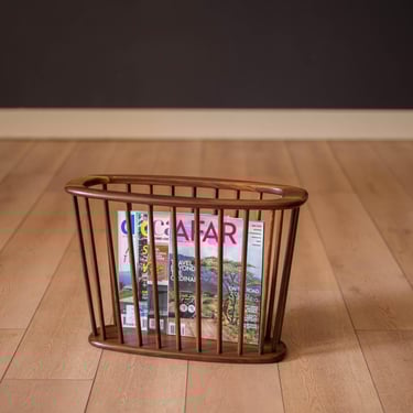 Mid Century Modern Solid Walnut Spindle Magazine Rack Stand by Arthur Umanoff 