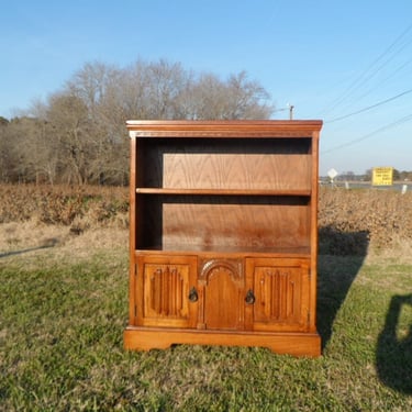 English Old Charm Carved Oak Bookcase Linenfold 