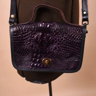 Dark Purple Faux Leather Crossbody Bag