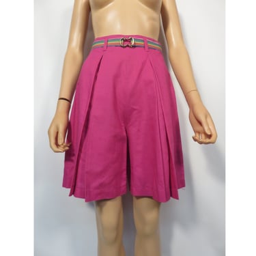 Vintage 90s Barbie Fuchsia Pink High Waist Pleat Front Mom Shorts Size 26 Waist 