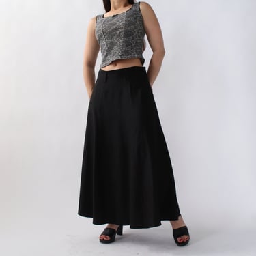 Vintage Smooth Silk Midi Skirt - W29