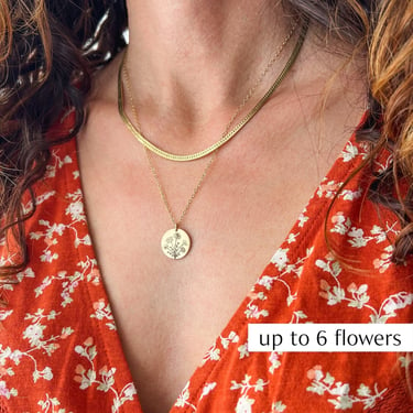 Birth Month Flower Necklace, Combined Birth Flower Bouquet Necklace with up to 6 Flowers, Personalized Mother's Day Necklace, Gift for Her 