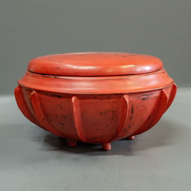 Vintage Burmese Lacquer Temple Offering Bowl w/ Lid