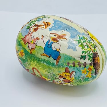 Vintage Egg shaped Paper Mache Bunnies- Easter Basket 3