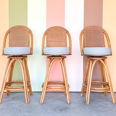 Set of Three Rattan Bar Stools