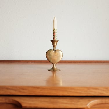Vintage Brass Heart Candle Holder 