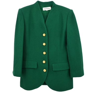 Yves Saint Laurent Single Breasted Collarless Jacket Green #40