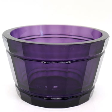Vintage Austrian Josef Hoffmann for Wiener Werstatte Purple Glass Faceted Bowl 