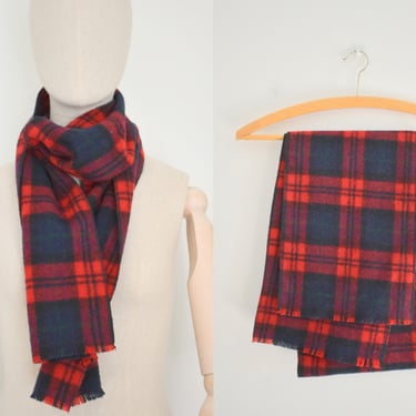 1960s Red Plaid Scarf 