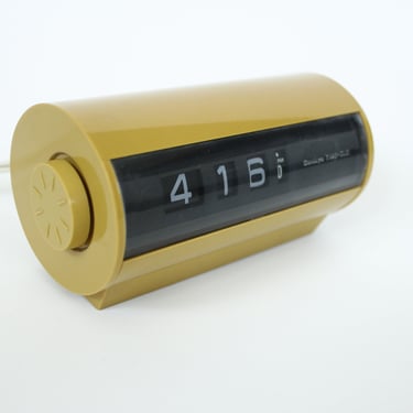 Vintage 60's Sankyo Time-Glo Bedside Clock - Rolling Numbers - MCM - Retro Futuristic - Mustard Yellow 