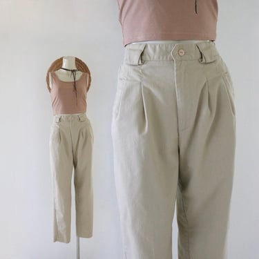 high waist chinos 25-26 - vintage 90s y2k womens beige tan brown pleated front casual pants XS 