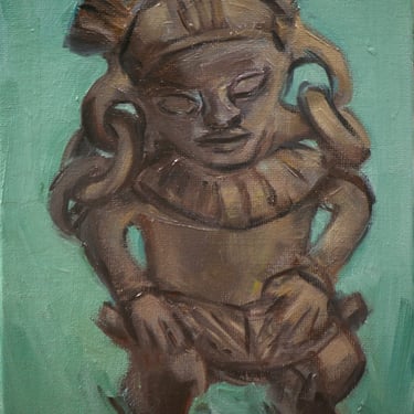 Pre-Columbian Figure - original oil painting-Angela Ooghe 