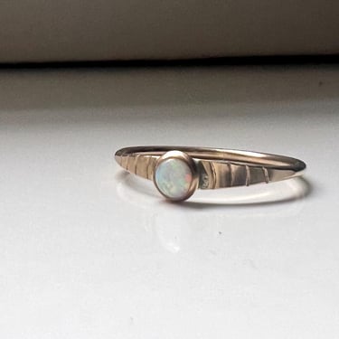 Incline Ring - Handmade 14k gold-fill opal band handmade by Rachel Pfeffer Opal October Birthstone 