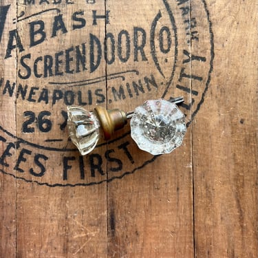 Pair of Glass Doorknobs Salvaged Hardware 