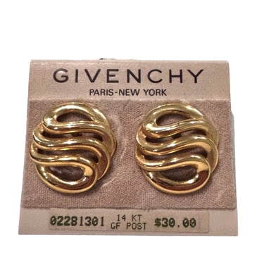 GIVENCHY-1980s Gold Tone Button Earrings