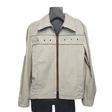 Vintage 1950s Mens Casuals Gabardine Jacket, Zip Front Custom Crafted Ricky Jacket, Cool Rockabilly Greaser, Lightweight, Vintage Clothing 