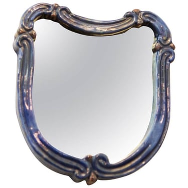 Art Deco Blue Ceramik Wall Mirror by 