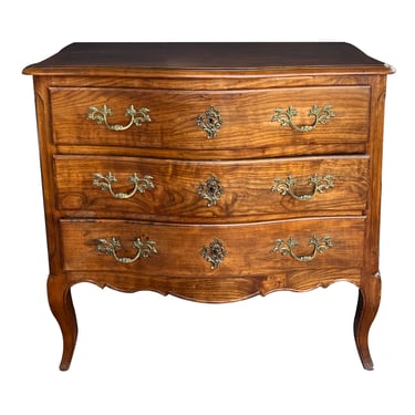 French Provincial Louis XV Style Arbalète-form Walnut 3-Drawer Chest