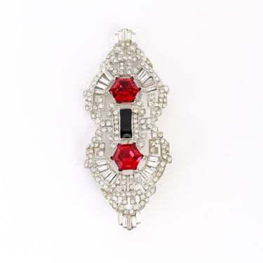 Art Deco Crystal Bar Brooch