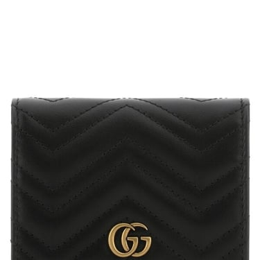 Gucci Women Black Leather Small Gg Marmont Wallet