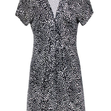 Diane von Furstenberg - Black & White w/ Black Prints Mini Dress Sz 4