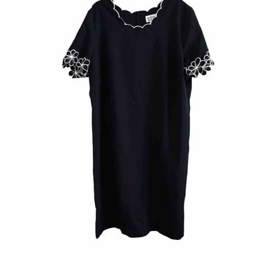 Anthony Richards Vintage Black White Embroidered Short Sleeve Dress Size 20W 