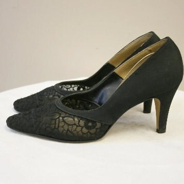 1960s American Girl Sheer Black Heels, Size 6.5B 