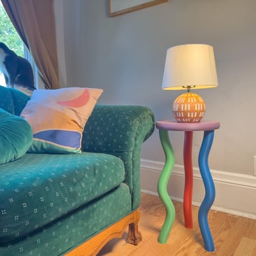 Maximalist Aesthetic Side Table - Funky Eclectic Fun Hypebeast Dopamine Home Decor - Colorful Preppy Jelly End Table Nightstand Furniture 