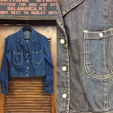 Vintage 1950’s Ranch Denim Cropped Length Rockabilly Jacket, Reynolds, Vintage Denim, Western Wear, Snap Burton Jacket, Vintage Clothing 