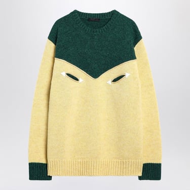 Prada Cream And Emerald Green Wool Sweater Men