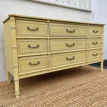 Faux Bamboo Dresser with 9 Drawers by Henry Link Bali Hai 60" | Elle