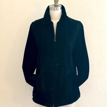 vintage black suede jacket zip up minimal jacket with pockets 