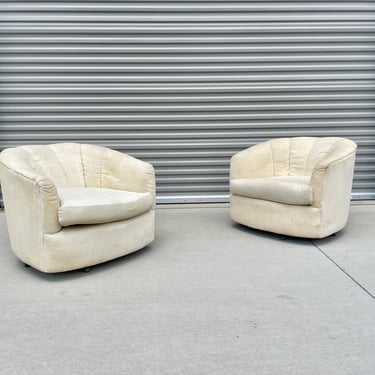 Mid Century Barrel Chairs Styled After Milo Baughman- a Pair 