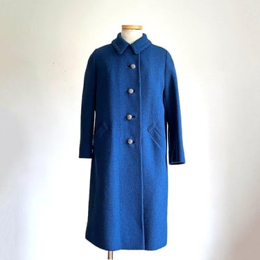 Vintage 70s Women's Town & Country Royal Blue Boucle Coat 