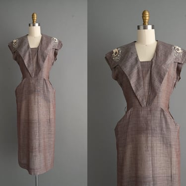 vintage 1950s Franklin Cotton Dress - Size XS Small 