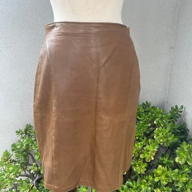 Vintage short brown soft leather skirt Sz M Lanna 