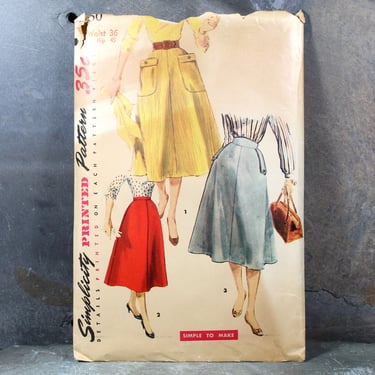 1954 Simplicity #4850 Women's Skirt Pattern | Waist 36", Hip 45" |  Cut, Complete Pattern | Vintage Simplicity Pattern | Bixley Shop 