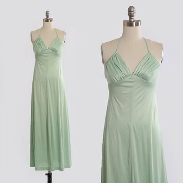 Vintage 70s mint green maxi dress 